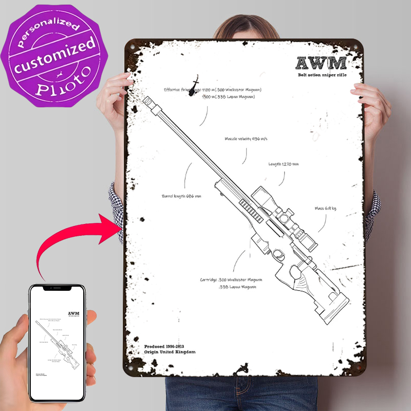 Retro Gaming Uk - AWM Sniper Rifle Gun UK Tinplate