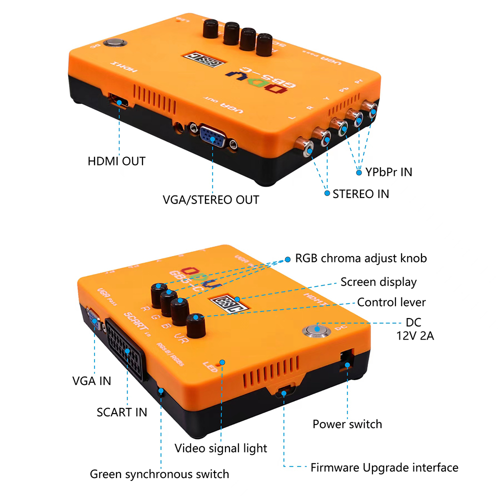 Retro Gaming Design - ODV-GBS-C Component/VGA/Scart to VGA/HDMI-Compatible Scan Converter