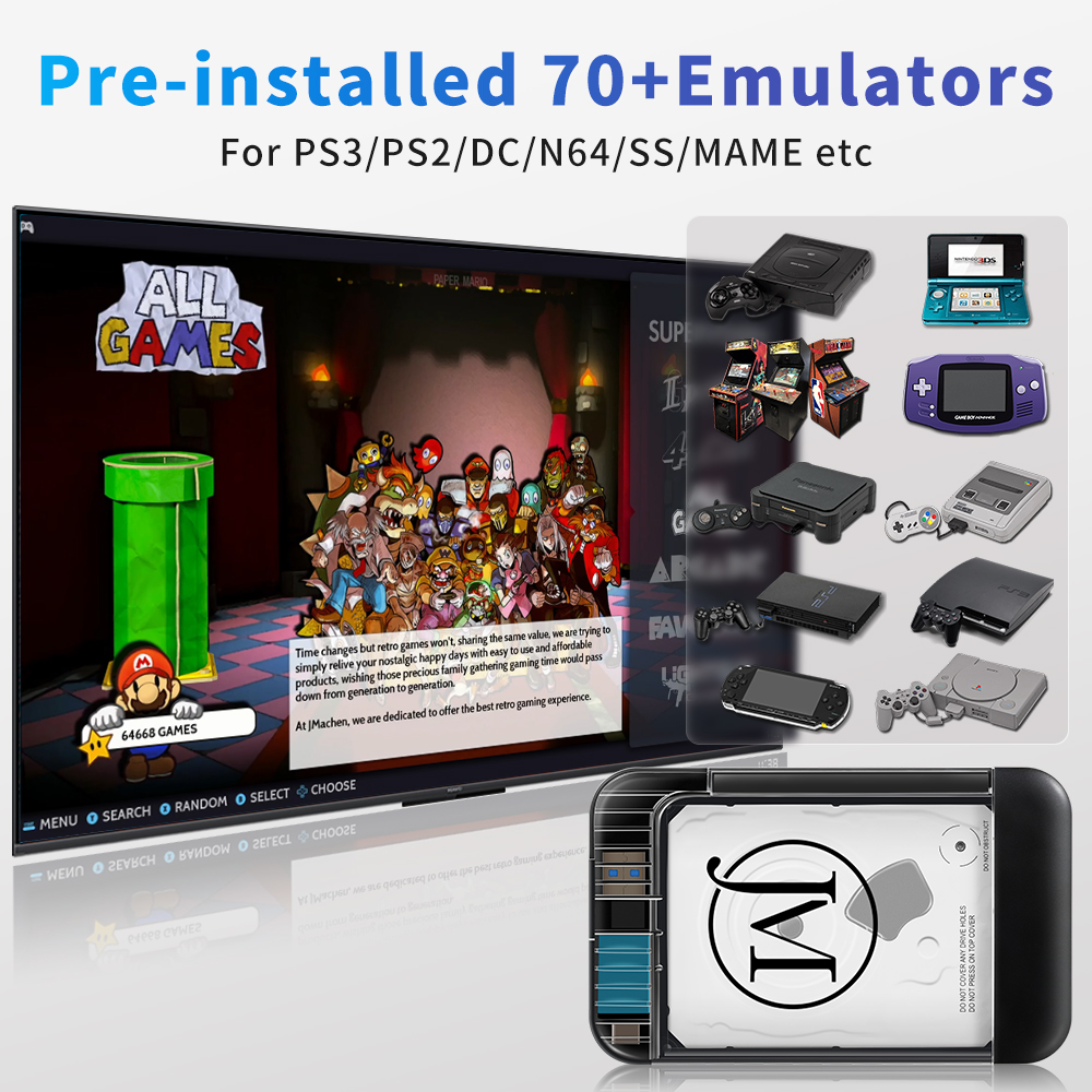 RETROBAT Portable 500G Gaming  - Retro Gaming Design reseña y precio