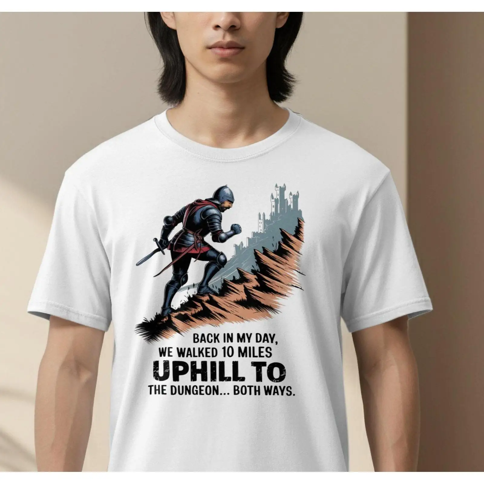 Funny Knight T Shirt Uphill Du - Retro Gaming Ideas reseña y precio