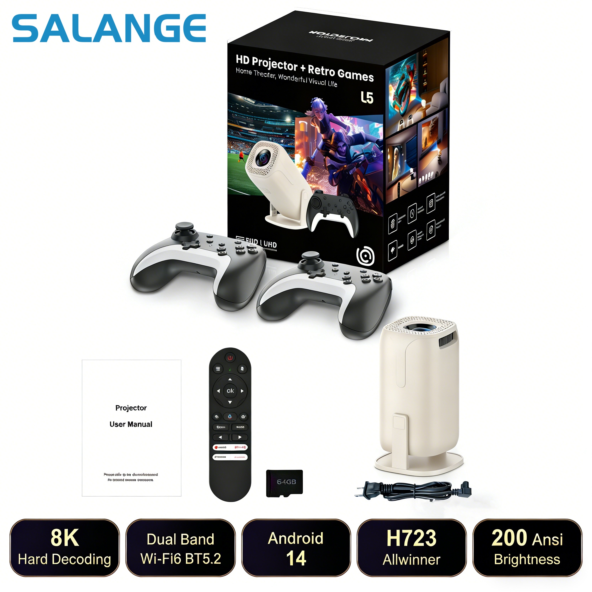 Salange U5 Gaming Projector An - Retro Gaming Projector reseña y precio